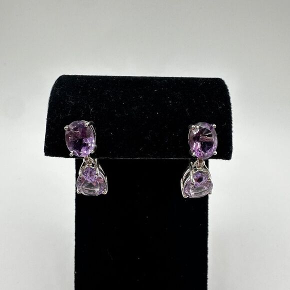 NWOT Stunning Faceted Amethyst dangle earrings set in sterling silver! - Picture 5 of 16